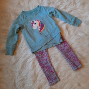 Cute Unicorn Long Sleeve Shirt with Colorful Striped Yoga/Athletic Pants